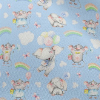 Flying Elephant And Mouse Chiffon