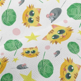 Cat And Ball Of Yarn Performance Linen