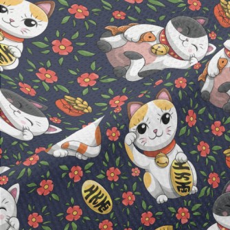 Cartoon Lucky Cat Piqué