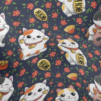 Cartoon Lucky Cat Lightweight Performance Linen