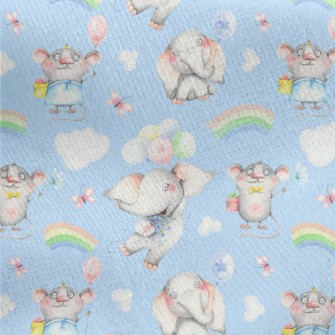 Flying Elephant And Mouse Jersey Backed Fleece