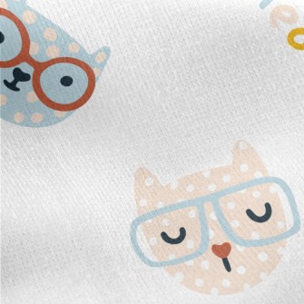 Cat With Colored Glasses Jersey Backed Fleece