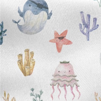 Sea Creatures Pirates Jersey Backed Fleece