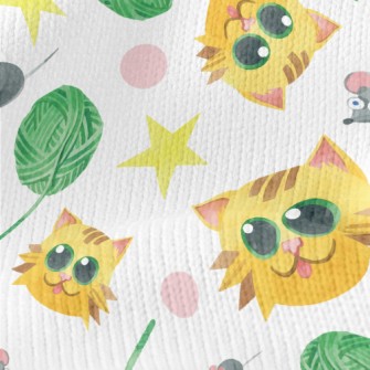 Cat And Ball Of Yarn Stretch Jersey