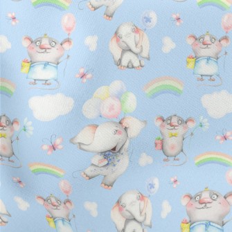 Flying Elephant And Mouse Lightweight Cotton Poplin