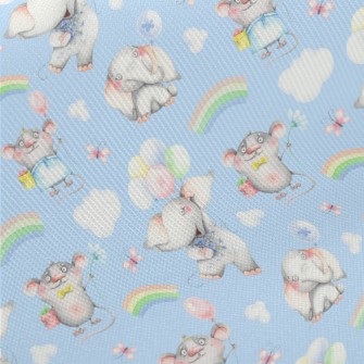 Flying Elephant And Mouse Midweight Cotton Poplin
