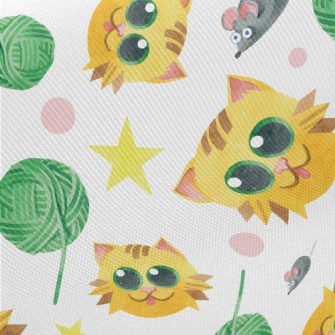 Cat And Ball Of Yarn Midweight Cotton Poplin