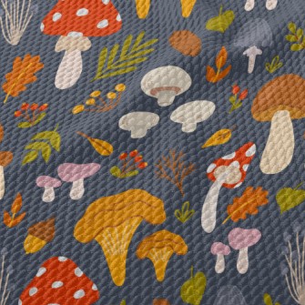 Forest Colorful Mushrooms Birdseye Piqué