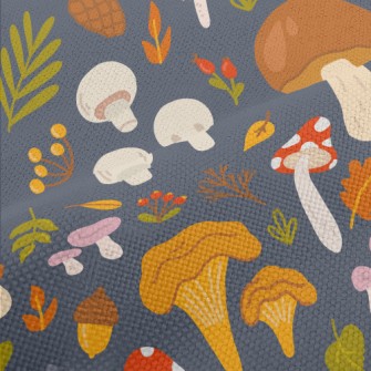 Forest Colorful Mushrooms Performance Linen