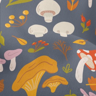 Forest Colorful Mushrooms Lightweight Performance Linen