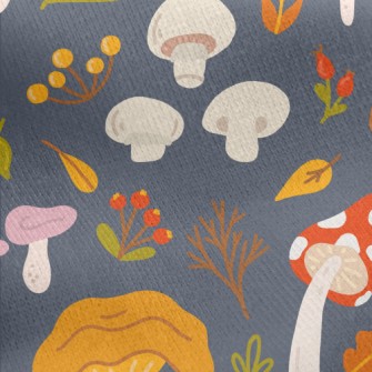 Forest Colorful Mushrooms Jersey Backed Fleece