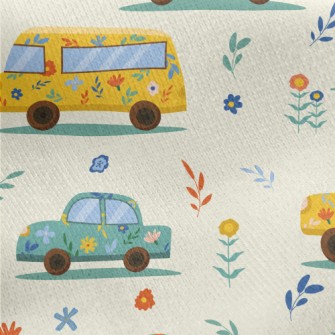 Flower Painted Car Jersey Backed Fleece