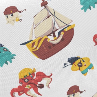 Starfish Octopus Pirate Midweight Cotton Poplin