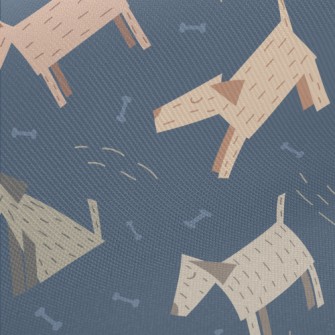 3D Wooden Dog Midweight Cotton Poplin