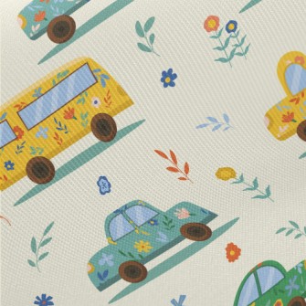 Flower Painted Car Midweight Cotton Poplin