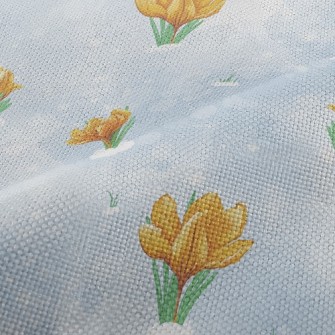 Orange Tulips In The Snow Performance Linen