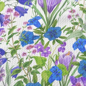 Colorful Wildflowers And Herbs Birdseye Piqué