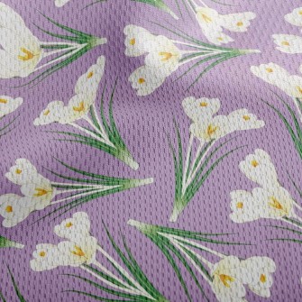 Elegant White Crocus Athletic Mesh Flat Back
