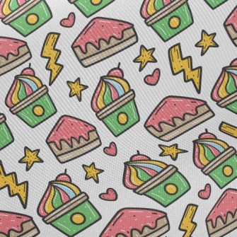 Hand Drawn Colorful Cherry Cak Twill