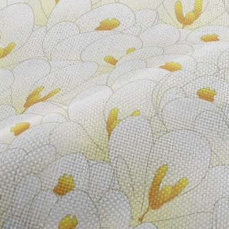 Blooming White Crocuses Performance Linen