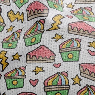 Hand Drawn Colorful Cherry Cak Athletic Mesh Flat Back