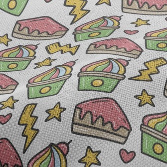Hand Drawn Colorful Cherry Cak Performance Linen