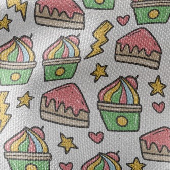 Hand Drawn Colorful Cherry Cak Waterproof Canvas