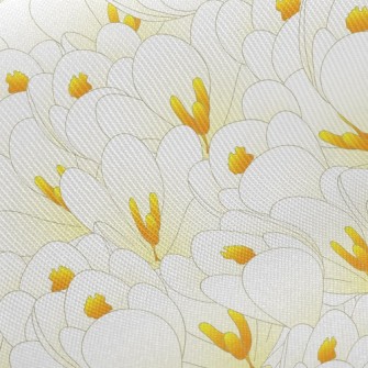 Blooming White Crocuses Twill