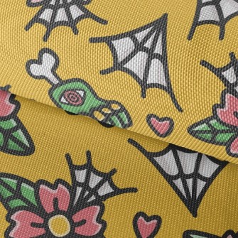 Doodle Flowers And Spider Webs Waterproof Oxford