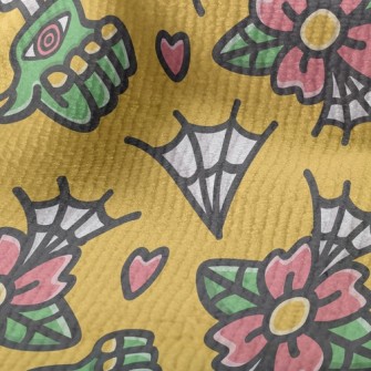 Doodle Flowers And Spider Webs Terry