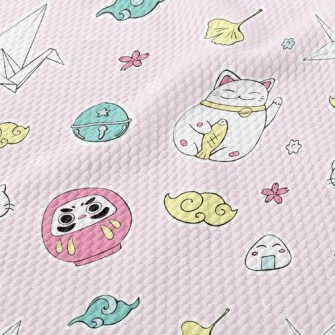 Cartoon Japanese Amulet Birdseye Piqué