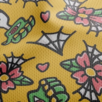 Doodle Flowers And Spider Webs Athletic Mesh Flat Back