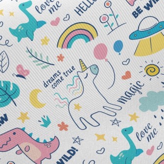 Cute Dinosaur Unicorn Twill