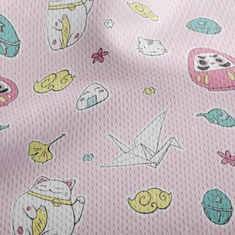 Cartoon Japanese Amulet Athletic Mesh Flat Back