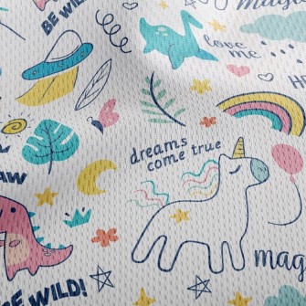 Cute Dinosaur Unicorn Athletic Mesh Flat Back