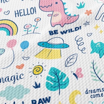 Cute Dinosaur Unicorn Birdseye Piqué