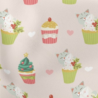 Cute Cat And Christmas Decorat Stretch Ponte