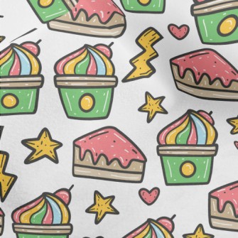 Hand Drawn Colorful Cherry Cak Micro Fleece