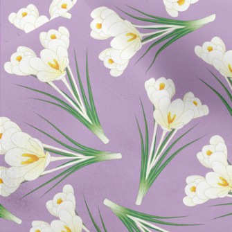 Elegant White Crocus Micro Fleece