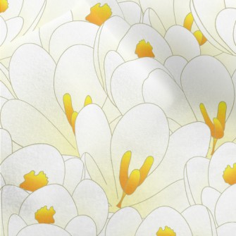 Blooming White Crocuses Micro Fleece