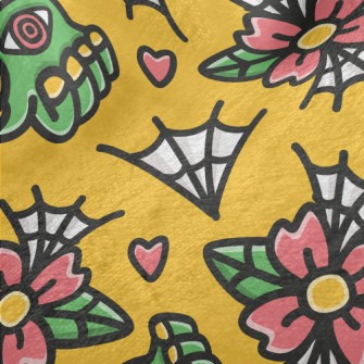 Doodle Flowers And Spider Webs Minky