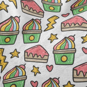 Hand Drawn Colorful Cherry Cak Minky