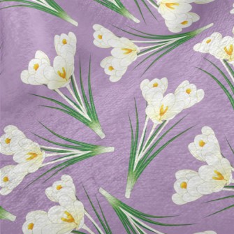 Elegant White Crocus Minky