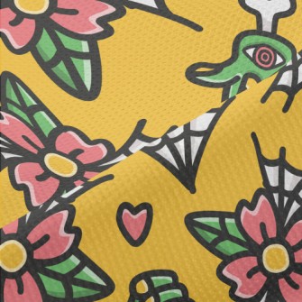 Doodle Flowers And Spider Webs Piqué