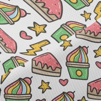 Hand Drawn Colorful Cherry Cak Piqué