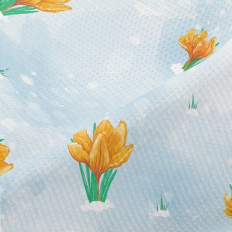 Orange Tulips In The Snow Piqué