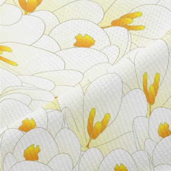 Blooming White Crocuses Piqué