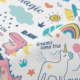 Cute Dinosaur Unicorn Piqué