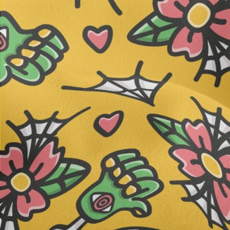 Doodle Flowers And Spider Webs Lightweight Performance Linen