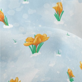 Orange Tulips In The Snow Lightweight Performance Linen